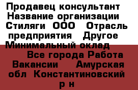 Продавец-консультант › Название организации ­ Стиляги, ООО › Отрасль предприятия ­ Другое › Минимальный оклад ­ 15 000 - Все города Работа » Вакансии   . Амурская обл.,Константиновский р-н